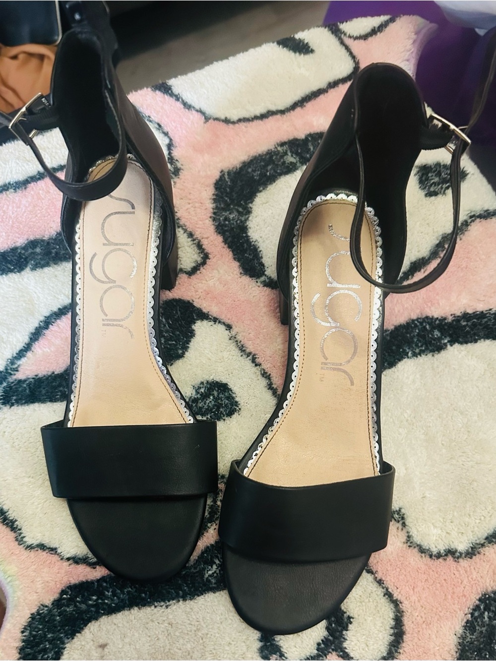 Jewel Badgley Mischka Black Open-Toe Ankle-Strap Heels